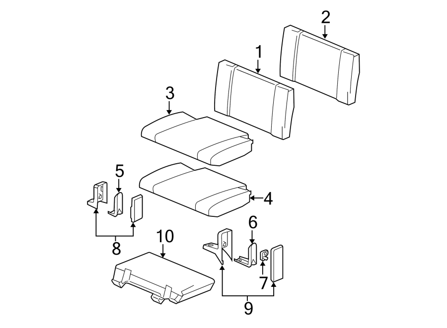 Diagram SEATS & TRACKS. REAR SEAT COMPONENTS. for your 2017 GMC Sierra 2500 HD 6.6L Duramax V8 DIESEL A/T 4WD SLE Standard Cab Pickup Fleetside 