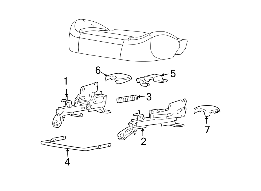 Diagram Seats & tracks. Tracks & components. for your 2004 Cadillac Escalade EXT   