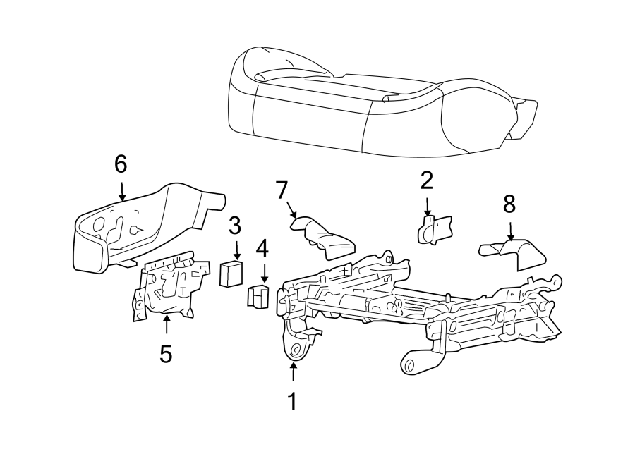 Diagram SEATS & TRACKS. TRACKS & COMPONENTS. for your 2007 GMC Sierra 2500 HD 6.0L Vortec V8 A/T 4WD SLE Extended Cab Pickup 