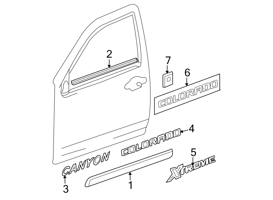 Diagram FRONT DOOR. EXTERIOR TRIM. for your 2013 Chevrolet Express 1500   