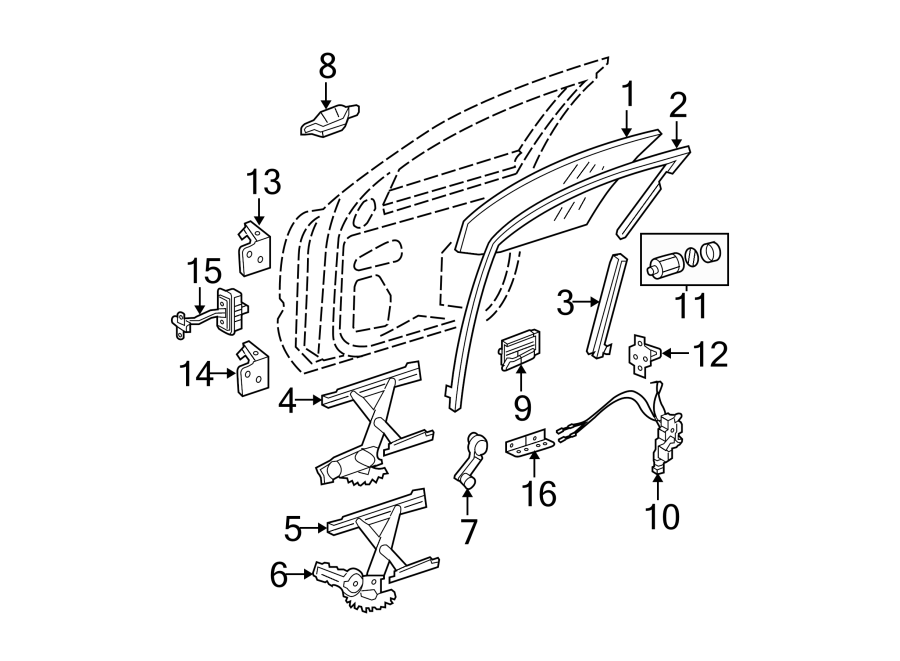 Diagram Front door. Glass & hardware. Lock & hardware. for your Chevrolet Colorado  