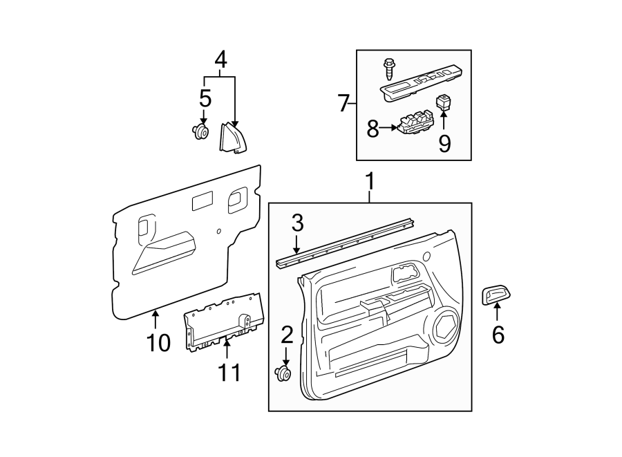 Diagram FRONT DOOR. INTERIOR TRIM. for your 2024 Chevrolet Camaro LT1 Coupe 6.2L V8 A/T 