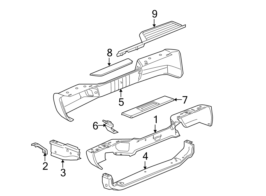 Rear bumper. Bumper & components. Trailer hitch components.