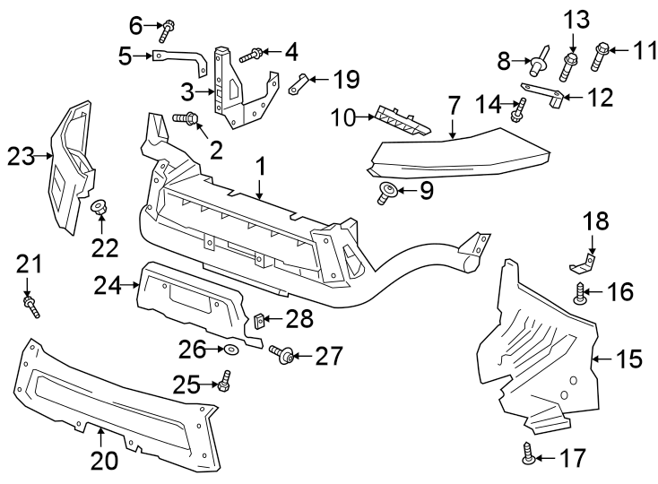 Diagram Front bumper. Bumper & components. for your 2012 GMC Sierra 2500 HD 6.0L Vortec V8 A/T RWD SLT Extended Cab Pickup 