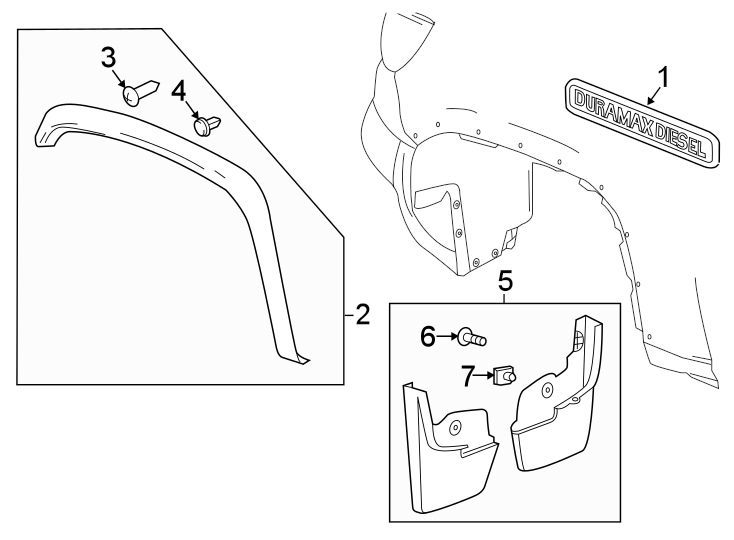 Diagram FENDER. EXTERIOR TRIM. for your 2007 GMC Sierra 1500 Classic SL Extended Cab Pickup 4.8L Vortec V8 M/T 4WD 