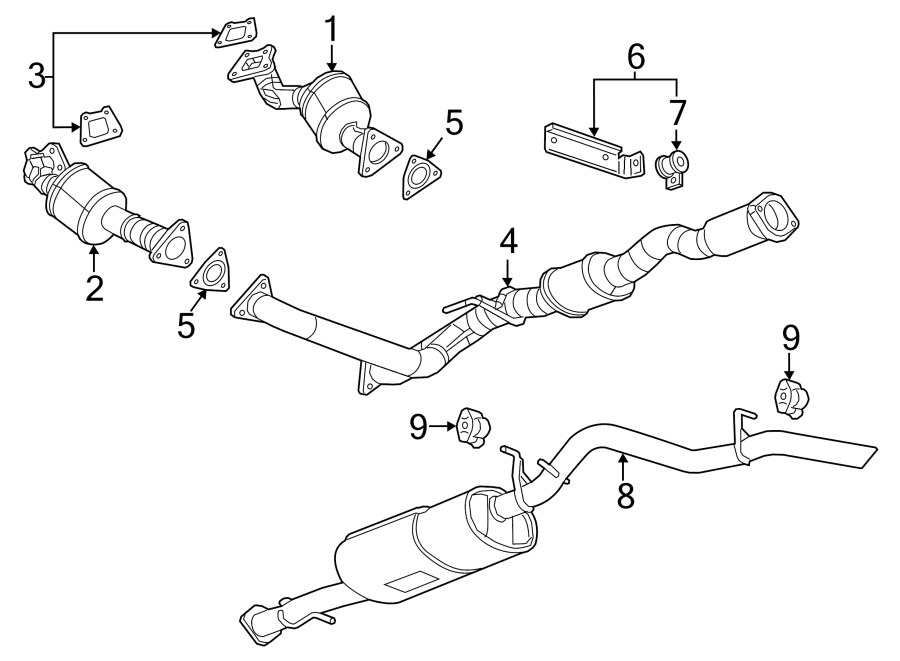 Diagram EXHAUST SYSTEM. EXHAUST COMPONENTS. for your 2017 Chevrolet Camaro 3.6L V6 M/T LT Coupe 