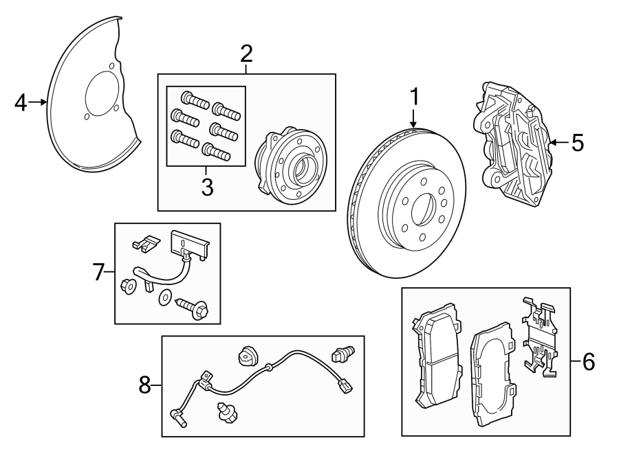 Diagram FRONT SUSPENSION. BRAKE COMPONENTS. for your 2002 GMC Sierra 2500 HD 6.0L Vortec V8 BI-FUEL A/T RWD Base Standard Cab Pickup Fleetside 