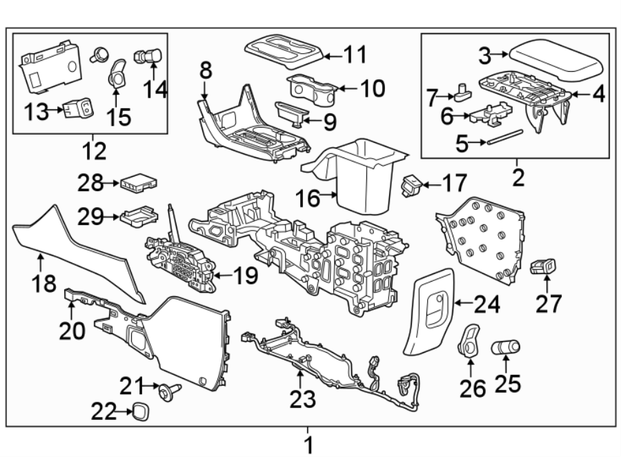 Diagram Center console. for your Chevrolet Silverado  