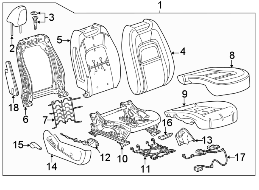 Diagram SEATS & TRACKS. PASSENGER SEAT COMPONENTS. for your 2005 Chevrolet Express 2500   