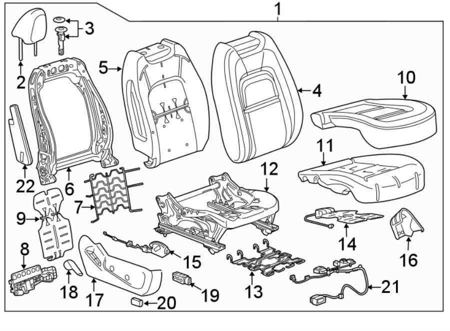 Diagram Seats & tracks. Passenger seat components. for your 2005 Chevrolet Express 2500   