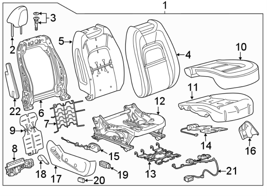 Diagram SEATS & TRACKS. PASSENGER SEAT COMPONENTS. for your 2005 Chevrolet SSR    