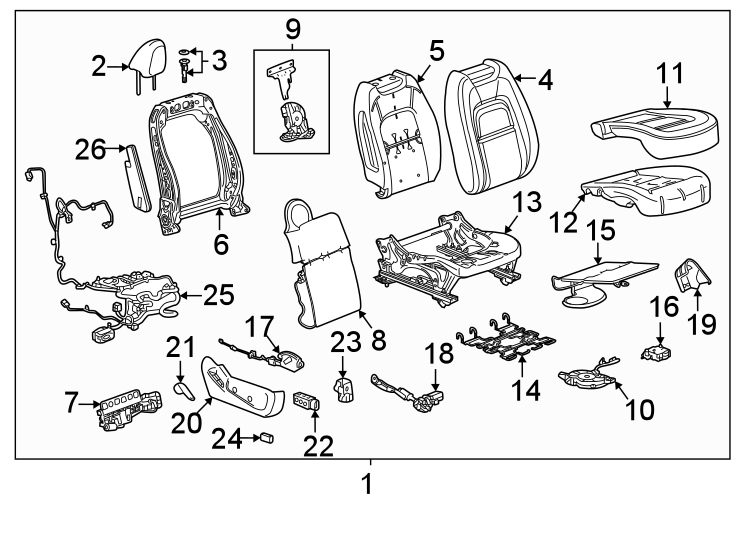 Diagram Seats & tracks. Passenger seat components. for your Buick Century  