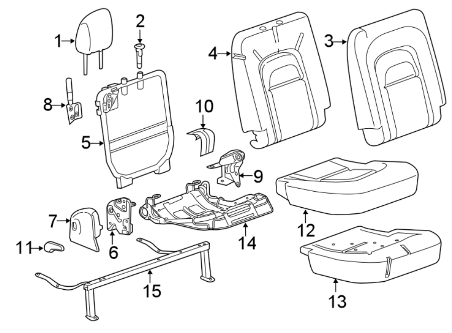 Diagram SEATS & TRACKS. REAR SEAT COMPONENTS. for your Cadillac ATS  