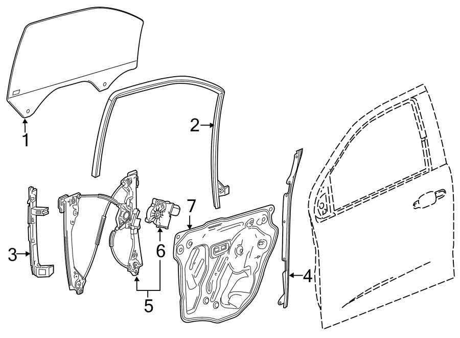 Diagram FRONT DOOR. GLASS & HARDWARE. for your 2020 Chevrolet Spark   