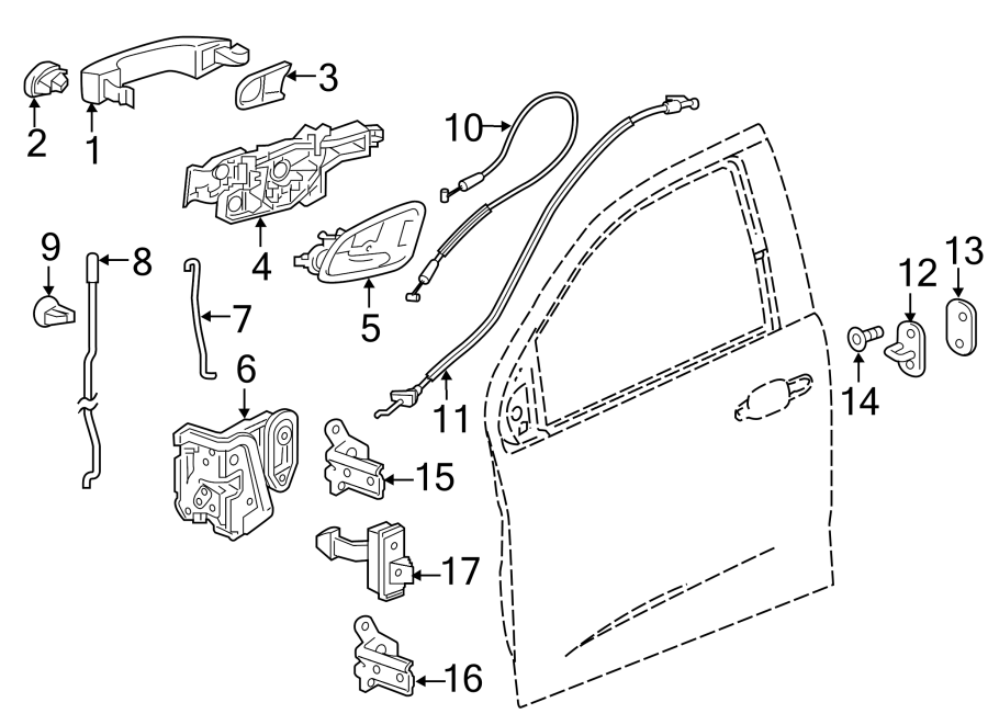 Diagram FRONT DOOR. LOCK & HARDWARE. for your 2020 Cadillac XT4   