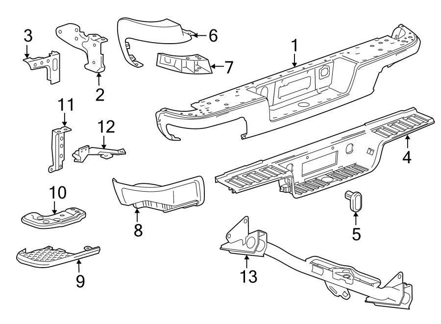 Rear bumper. Bumper & components. Trailer hitch components.https://images.simplepart.com/images/parts/motor/fullsize/GD15695.png