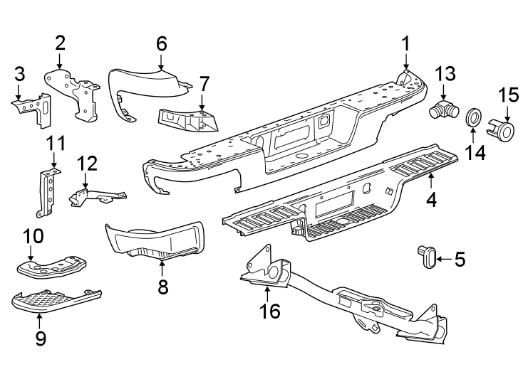 REAR BUMPER. BUMPER & COMPONENTS. TRAILER HITCH COMPONENTS. Diagram