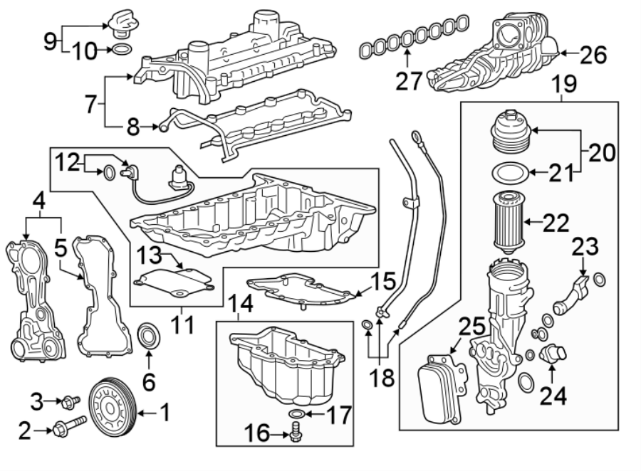 Diagram Engine parts. for your GMC