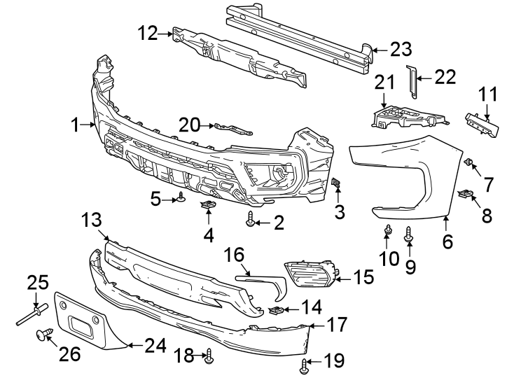 16Front bumper. Bumper & components.https://images.simplepart.com/images/parts/motor/fullsize/GD15772.png