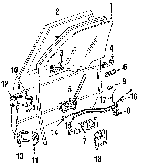 Diagram GLASS & HARDWARE. for your 2007 GMC Sierra 1500 Classic SL Extended Cab Pickup Fleetside 4.3L Vortec V6 A/T RWD 