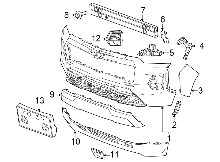 12Front bumper & grille. Bumper & components.https://images.simplepart.com/images/parts/motor/fullsize/GD23005.png