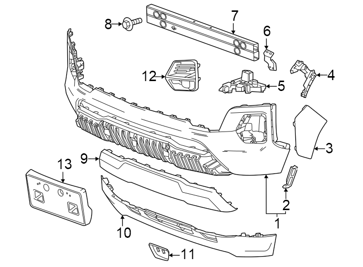 12Front bumper & grille. Bumper & components.https://images.simplepart.com/images/parts/motor/fullsize/GD23020.png