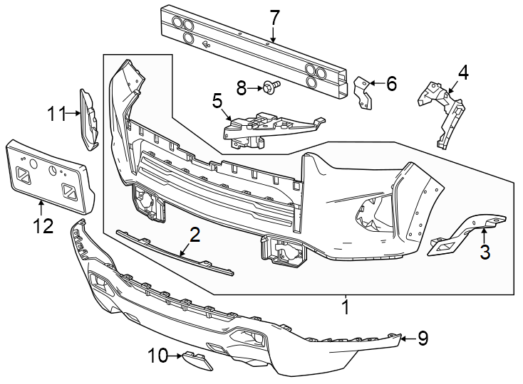 5Front bumper & grille. Bumper & components.https://images.simplepart.com/images/parts/motor/fullsize/GD23025.png