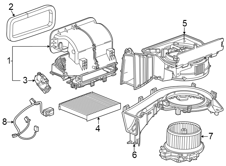 Diagram Air conditioner & heater. Blower. for your 2014 Buick Enclave    