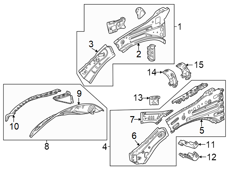 Diagram Fender. Inner components. for your 2024 Chevrolet Suburban    