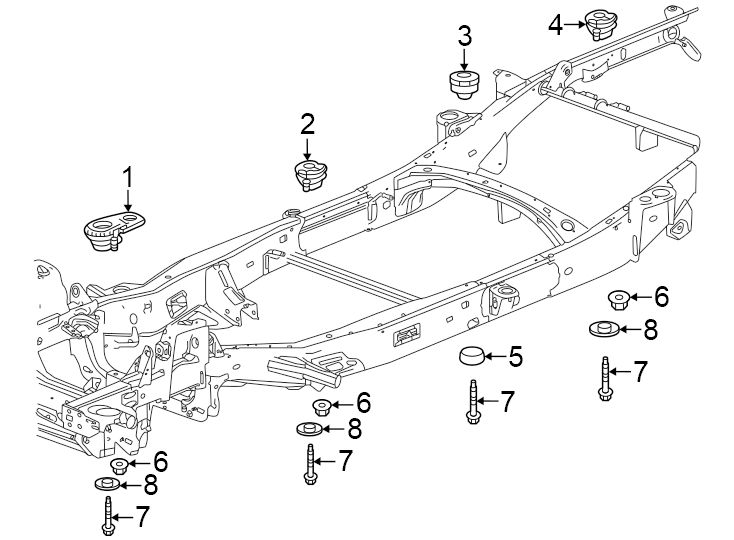 Diagram Frame. Body mounting. for your 2011 GMC Sierra 2500 HD 6.0L Vortec V8 FLEX A/T 4WD SLT Crew Cab Pickup 