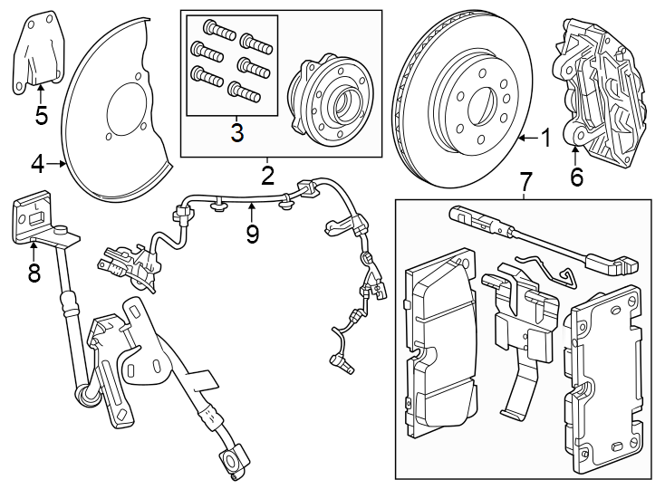 Diagram Front suspension. Brake components. for your 2007 Buick Terraza   