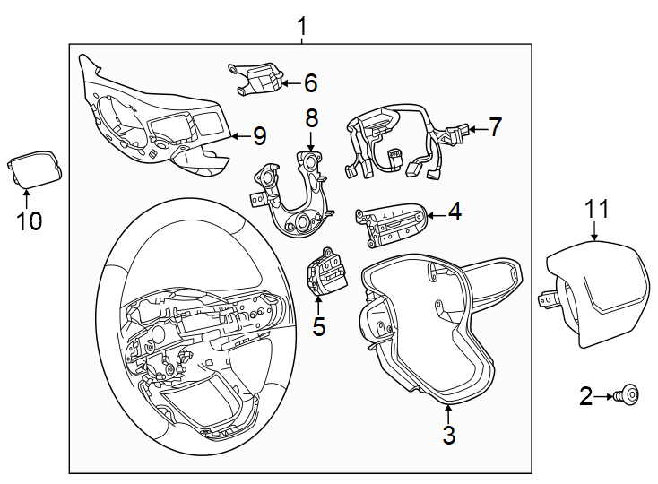 Diagram Steering wheel & trim. for your 1999 Chevrolet Silverado   