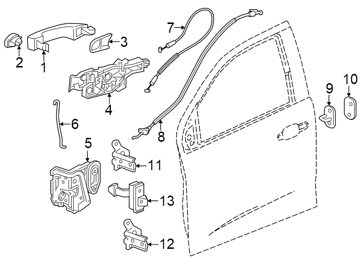 Diagram Front door. Lock & hardware. for your 2023 Cadillac XT4   