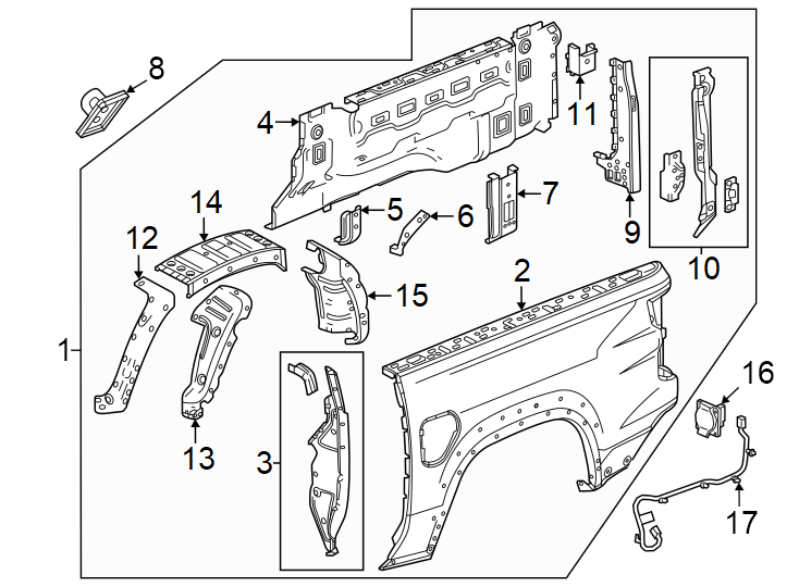 Diagram Pick up box components. for your Cadillac ATS  