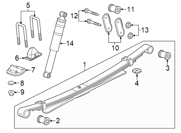 Diagram Rear suspension. Suspension components. for your 2019 GMC Sierra 2500 HD 6.6L Duramax V8 DIESEL A/T 4WD Denali Crew Cab Pickup Fleetside 