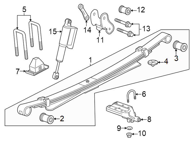 Diagram Rear suspension. Suspension components. for your 2004 GMC Sierra 2500 HD 6.0L Vortec V8 CNG A/T RWD SLE Standard Cab Pickup Fleetside 