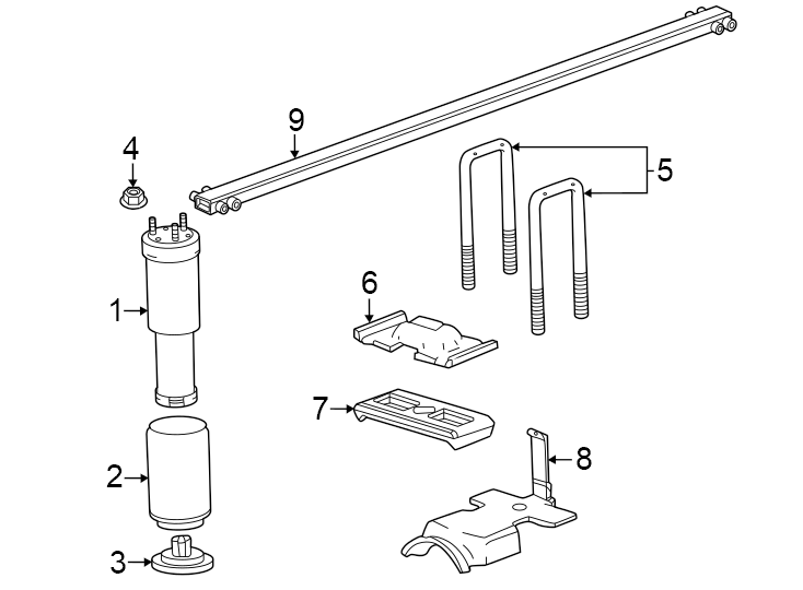 Diagram Rear suspension. Suspension components. for your 2019 GMC Sierra 2500 HD 6.6L Duramax V8 DIESEL A/T 4WD Denali Crew Cab Pickup Fleetside 