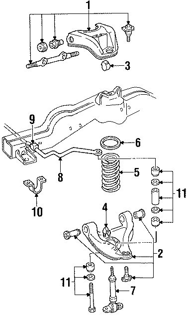 Diagram FRONT SUSPENSION. SUSPENSION COMPONENTS. for your 2019 GMC Sierra 2500 HD 6.0L Vortec V8 FLEX A/T 4WD SLT Extended Cab Pickup Fleetside 