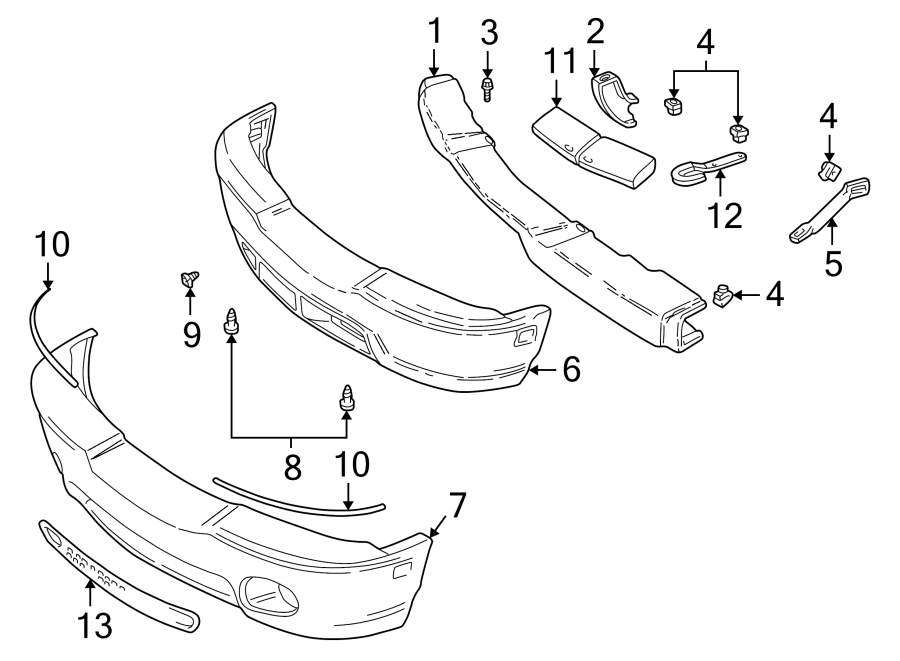 Diagram FRONT BUMPER. BUMPER & COMPONENTS. for your 2012 GMC Sierra 2500 HD 6.6L Duramax V8 DIESEL A/T RWD WT Standard Cab Pickup Fleetside 