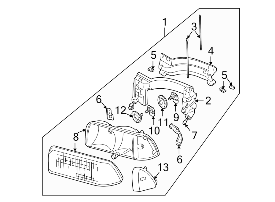 FRONT LAMPS. HEADLAMP COMPONENTS. Diagram