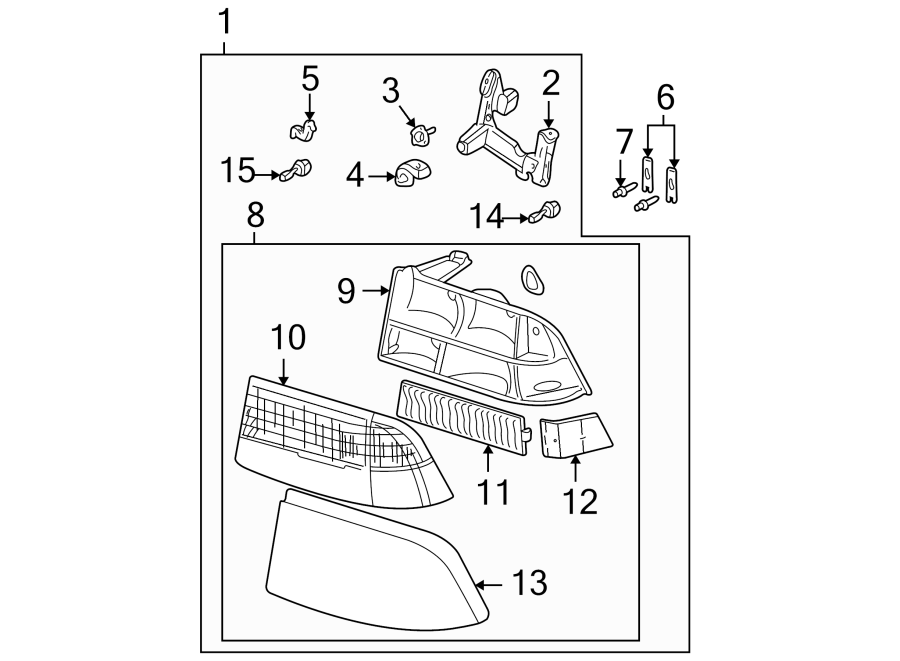 Diagram FRONT LAMPS. HEADLAMP COMPONENTS. for your 2005 Chevrolet Malibu   