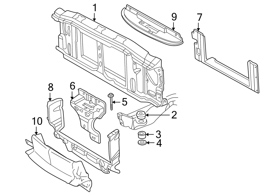 Diagram RADIATOR SUPPORT. for your 2002 GMC Envoy SLE Sport Utility 4.2L Vortec 6 cylinder A/T RWD 