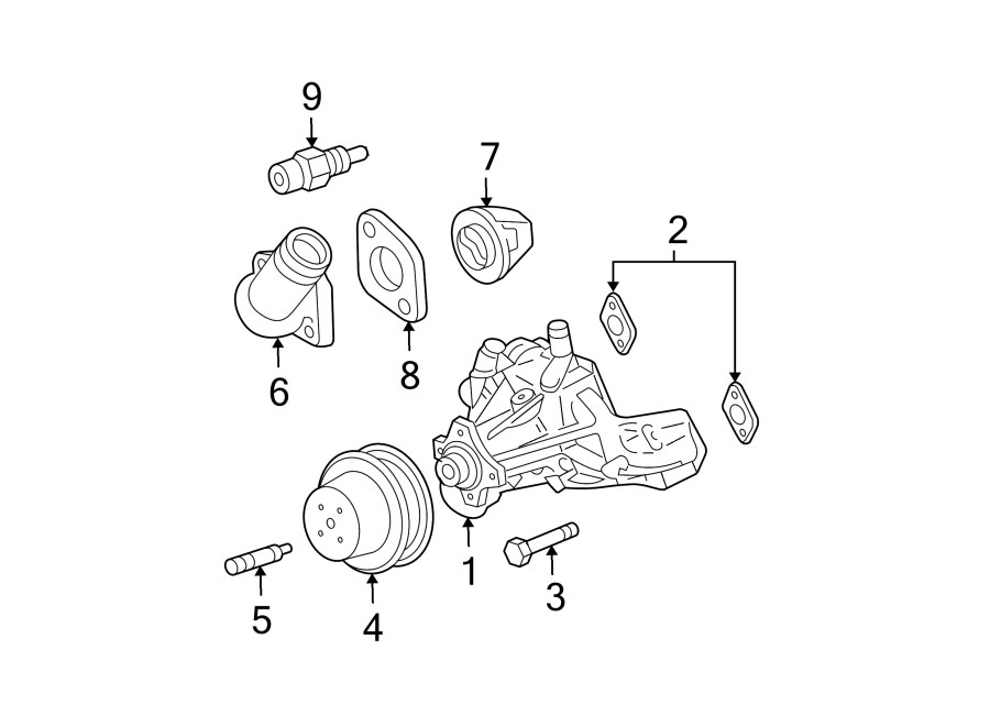 Diagram WATER PUMP. for your 2005 GMC Sierra 2500 HD SLT Crew Cab Pickup 6.6L Duramax V8 DIESEL A/T RWD 