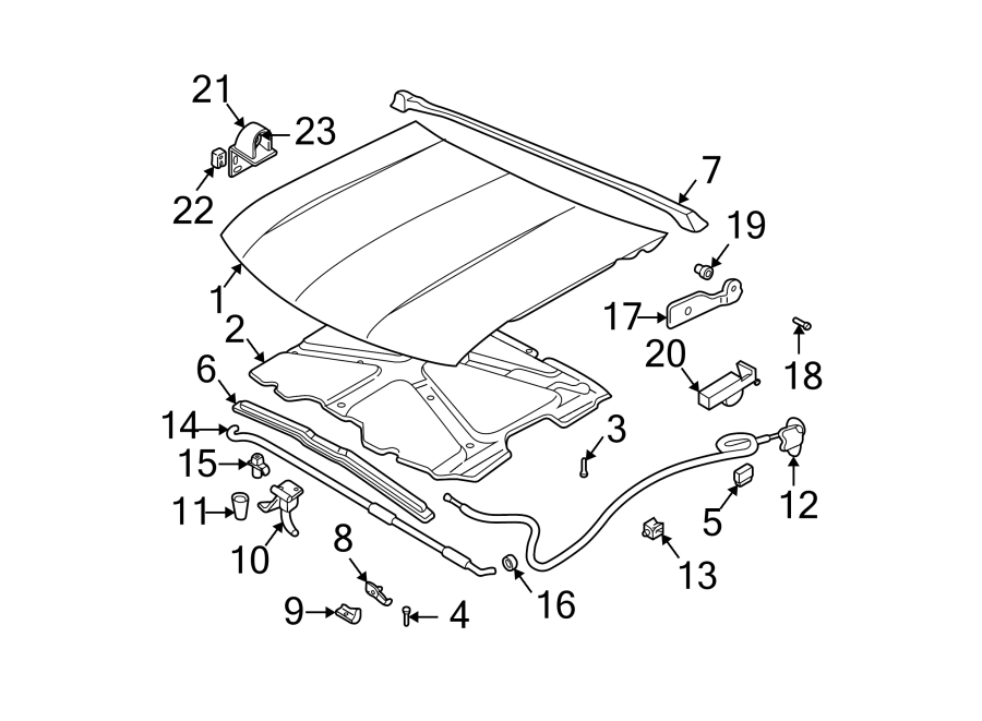 Diagram HOOD & COMPONENTS. for your 2007 GMC Sierra 1500 Classic SLE Extended Cab Pickup  