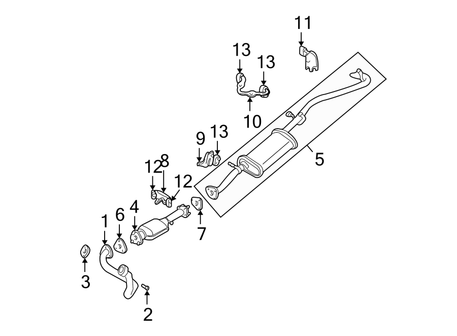 Diagram EXHAUST SYSTEM. EXHAUST COMPONENTS. for your 1992 Chevrolet K3500  Scottsdale Extended Cab Pickup Fleetside 6.5L V8 DIESEL A/T 