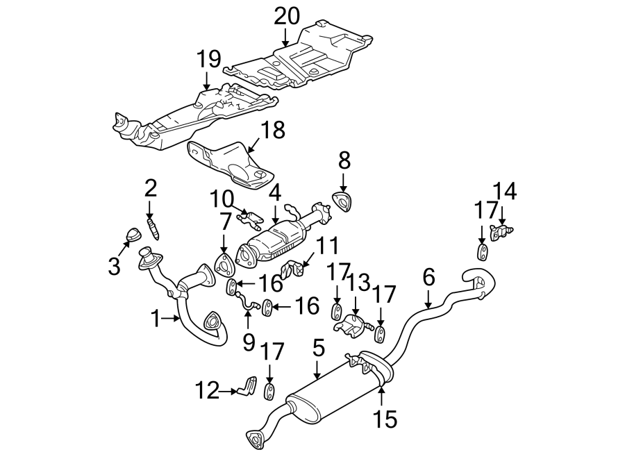 Diagram EXHAUST SYSTEM. EXHAUST COMPONENTS. for your 2016 Chevrolet Express 3500 LT Extended Passenger Van 4.8L Vortec V8 FLEX A/T 