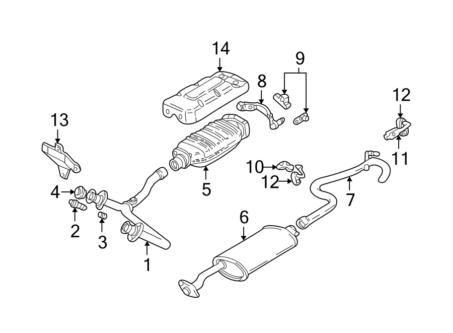 Diagram EXHAUST SYSTEM. EXHAUST COMPONENTS. for your 1992 Chevrolet K3500  Scottsdale Extended Cab Pickup Fleetside 6.5L V8 DIESEL A/T 