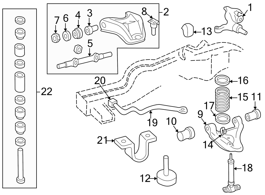 Diagram FRONT SUSPENSION. STABILIZER BAR & COMPONENTS. SUSPENSION COMPONENTS. for your 2012 GMC Sierra 2500 HD  SLE Extended Cab Pickup 