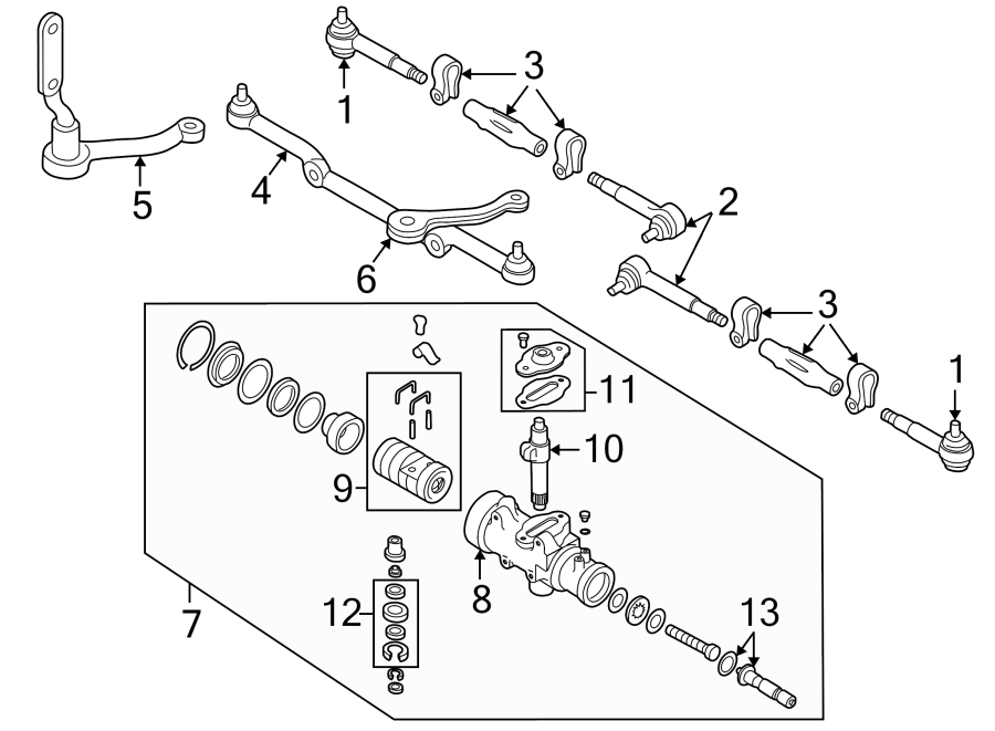 Diagram STEERING GEAR & LINKAGE. for your 2021 GMC Sierra 2500 HD 6.6L Duramax V8 DIESEL A/T 4WD Base Extended Cab Pickup Fleetside 