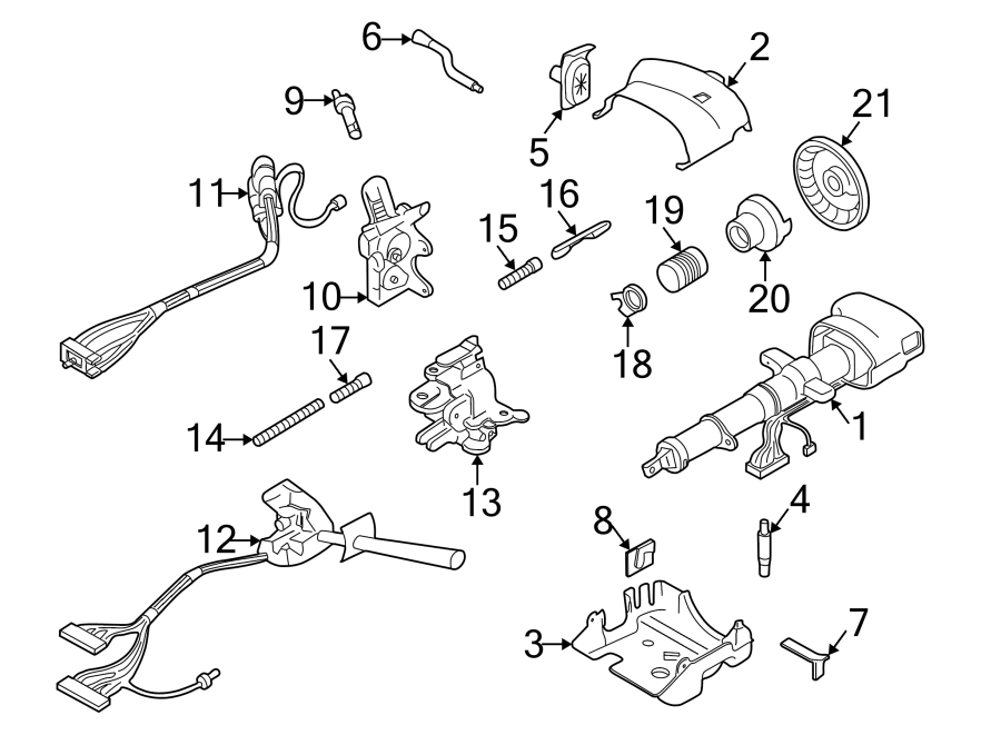 Diagram HOUSING & COMPONENTS. SHROUD. STEERING COLUMN ASSEMBLY. SWITCHES & LEVERS. for your 2005 Chevrolet Express 1500   